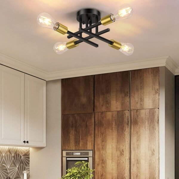 71XD_eAOMlL._AC_SL1500.jpg Modern Semi Flush Mount Ceiling Light, 6-Lights Black Sputnik Chandelier for Bedroom Lighting, Industrial Kitchen Light Fixture Ceiling Mount for Dining Room Hallway Living Room, UL Listed