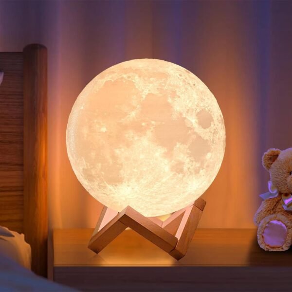 Moon Lamp 2024 Upgrade 128 Colors with Timing- 3D Printing Moon Night Light for Kids Adults- Valentines Day Gifts for Kids/Her/Women- Wooden Stand & Remote/Touch Control