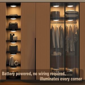 Puck Lights with Remote, 6 Pack LED Under Cabinet Lighting Dimmable Push Lights Battery Operated Under Counter Tap Lights for Kitchen, Multicolor Transformation Stick On Lights, Shiny Black