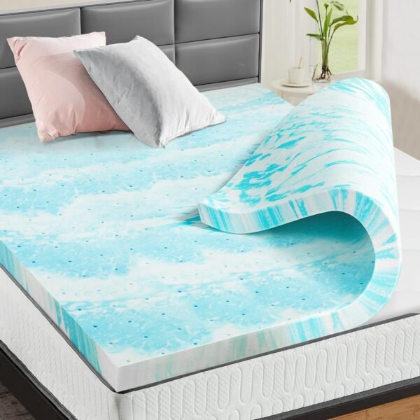 71Ym4Moox3L._AC_SL1500.jpg Mattress Topper Full Memory Foam, 3 Inch Thick Gel Infused Bed Toppers for Full Size Bed, Soft Mattress Pads for Sleeper Sofa, RV, Camper, Blue