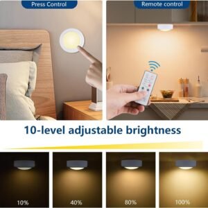 12 Pack LED Puck Lights Remote Control 16 Color Changeable Under Cabinet Lights, Battery Operated Lights Night Light with Dimmer & Timmer for Closet Bedroom Kitchen, White
