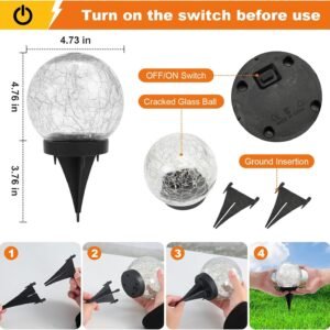71_J7couc0L._AC_SL1500.jpg Solar Globe Lights Outdoor Waterproof-Solar Balls-Solar Garden Lights-Solar Orbs for Outside 2 Pack Cracked Glass Ball for Lawn Patio Yard Backyard Decorations
