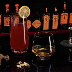 71_oCLo9bML._AC_SL1500.jpg Drinking Glasses Set of 8-4 Tall Glass Cups 18 oz & 4 Short Stemless Wine Glasses 13 oz, Highball Glasses, Glassware Sets for Cocktail, Beer, Wine, Whiskey, Water & Juice Drinkware