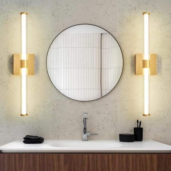 Gold Bathroom Vanity Light Fixtures Over Mirror 22 inch Modern LED Vanity Lights for Bathroom with Clear Glass Shade 4000K Bathroom Sconce 360° Bathroom Lighting(Gold 22 inch)