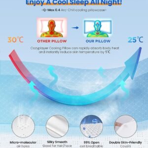 Ultra Pain Relief Cooling Pillow for Neck Support, Adjustable Cervical Pillow Cozy Sleeping, Odorless Ergonomic Contour Memory Foam Pillows, Orthopedic Bed Pillow for Side Back Stomach Sleeper