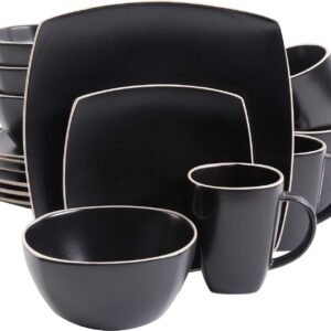 Dinnerware Set, Service for 4 (16pcs), Matte Black