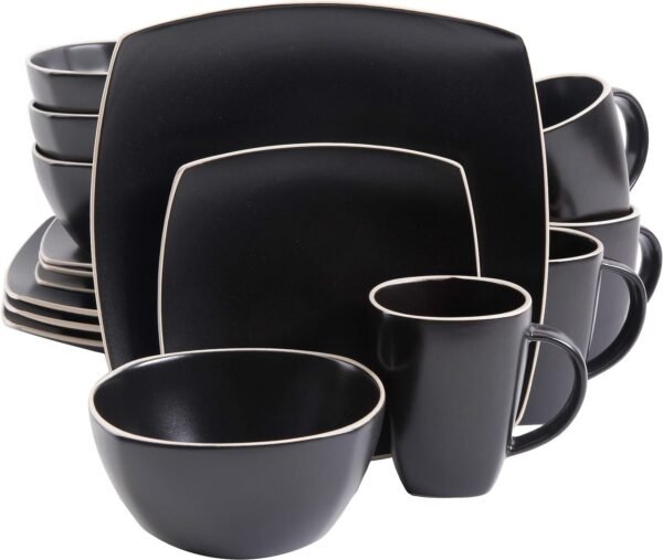 Dinnerware Set, Service for 4 (16pcs), Matte Black