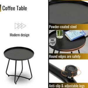 Outdoor Bistro Furniture, 3 Piece Patio Set, PE Rattan Wicker Chairs & Modern Round Table, Conversation Set for Porch, Backyard, Apartment, Balcony, Pool, Weather-Resistant