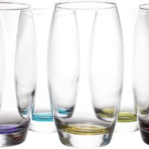 Large 16 oz Multicolored Drinking Glass Set of 6 for Water, Beverage, Cocktail, Mixed Drinks