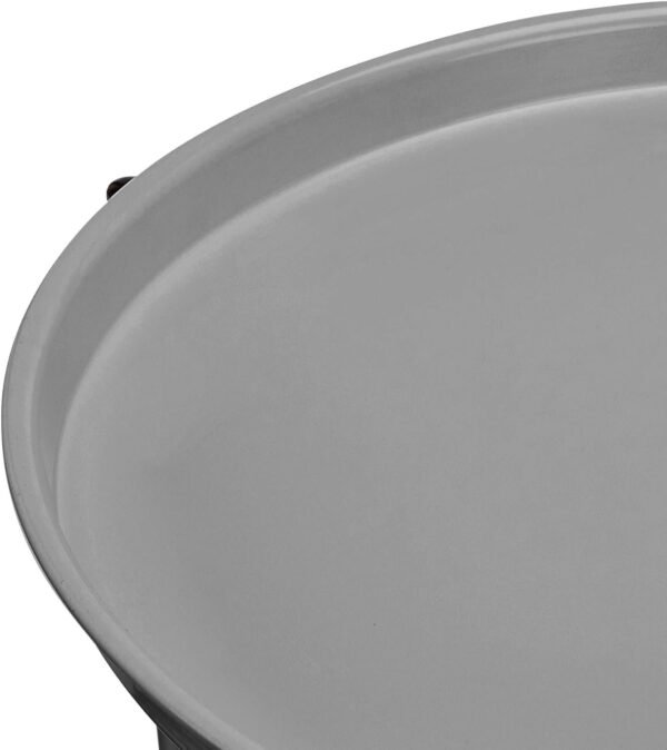 Round Storage End Table, Side Table with Cloth Basket, Charcoal/Heather Gray, 17.7 x 17.7 x 18.9 in