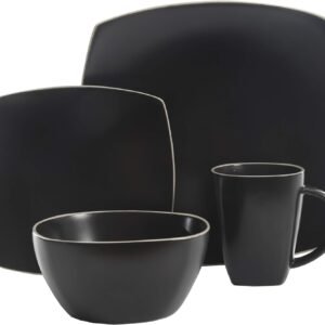 Dinnerware Set, Service for 4 (16pcs), Matte Black