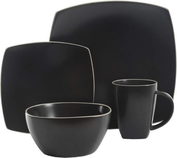 Dinnerware Set, Service for 4 (16pcs), Matte Black