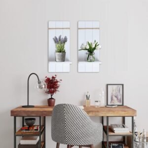 Candle Sconces Wall Decor Set of 2- Handmade Wall Sconce Candle Holder- White Wood Wall Home Decor- Modern Farmhouse Wall Decorations for Living Room, Bedroom, Bathroom, Dining Room