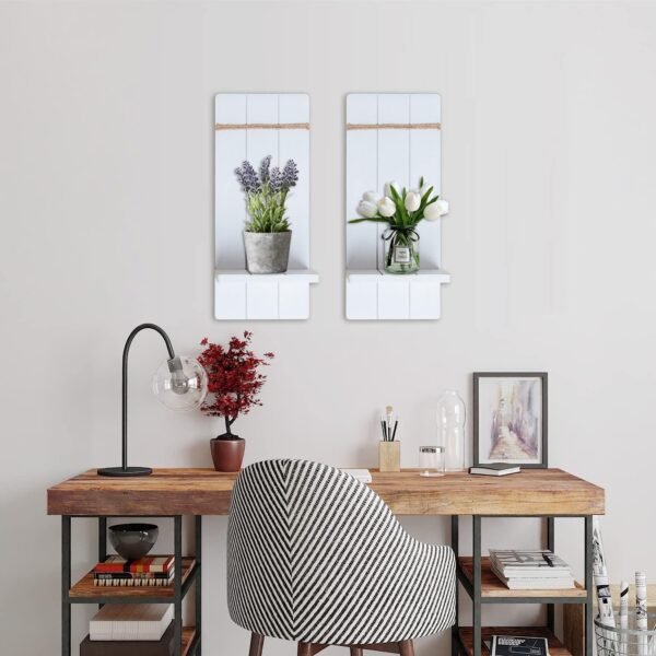 Candle Sconces Wall Decor Set of 2- Handmade Wall Sconce Candle Holder- White Wood Wall Home Decor- Modern Farmhouse Wall Decorations for Living Room, Bedroom, Bathroom, Dining Room