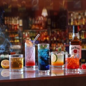 12-Pack 12oz Glass Cups with Straws, Drinkware Glasses Set for Water, Coffee, Cocktails