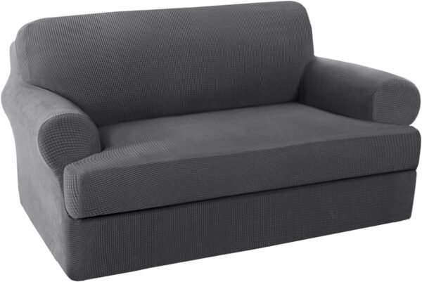 H.VERSAILTEX High Stretch Jacquard 2 Pieces Sofa Cover Couch Cover Furniture Sofa Slip Covers for Living Room, Polyester Spandex Jacquard Fabric Suit for T Cushion/Box Cushion (Sofa 72"-88", Navy)