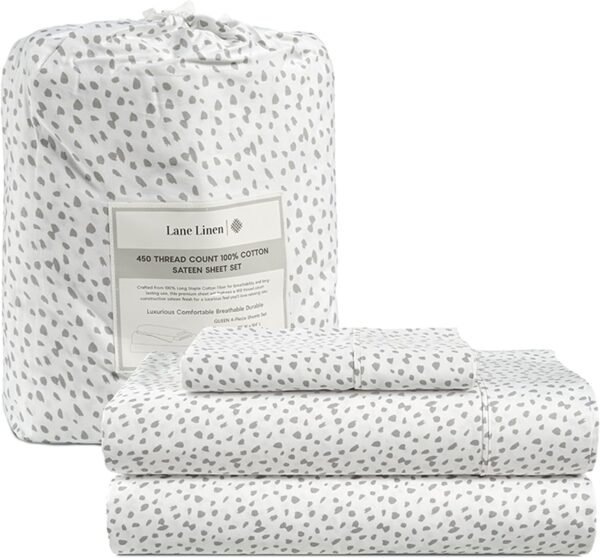 Queen Sheet Set, 4 Pc Queen Size Sheets Set, 450 Thread Count 100% Cotton Sheets, Cooling Sheets Queen Size, Soft and Breathable Bed Sheets Queen, Deep Pocket Queen Sheets - Ivory