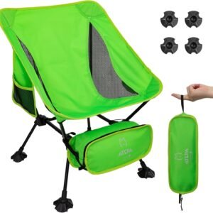 Ultralight Camping Chair for Backpacking Hiking, Portable Compact Lightweight Folding Camp Chairs for Adults - Square Aluminum Frame with Anti-Sinking Feet for Beach Lawn Travel BBQ Outdoor