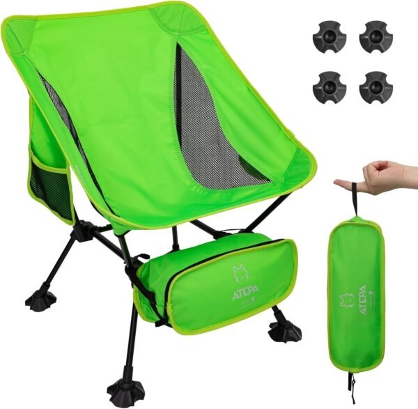 Ultralight Camping Chair for Backpacking Hiking, Portable Compact Lightweight Folding Camp Chairs for Adults - Square Aluminum Frame with Anti-Sinking Feet for Beach Lawn Travel BBQ Outdoor