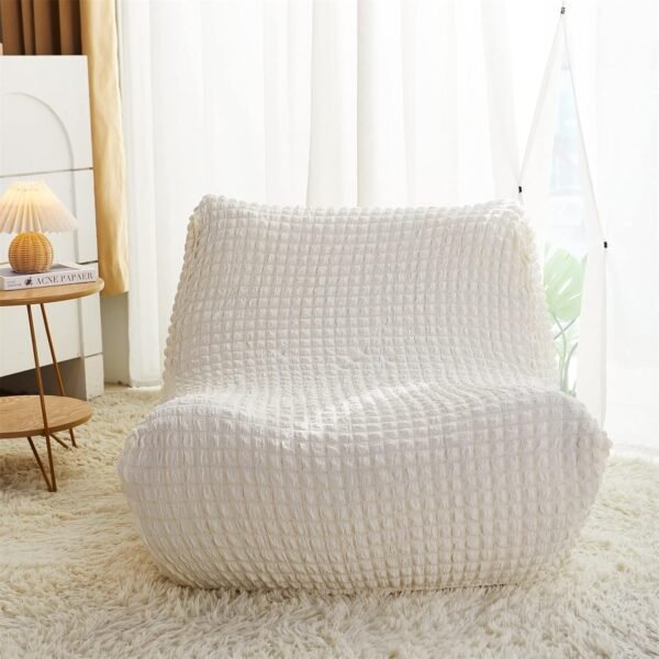 Single Seated Foam Sofa Covers, One Piece 3D High Density Couch Covers, Removable and Machine Washable Covers, Universally Matched with All Floor Sofas On The Market (Seersucker Milky White)