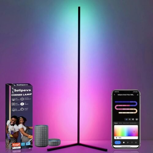Corner Floor Lamp - LED Corner Lamp Works with Alexa, Smart APP and Remote Control, RGB Floor Lamp with DIY Colors & Music Sync, Timer Setting, Color Changing Lamps for Bedroom Living Room Gaming Room
