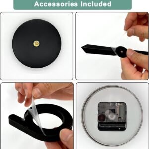 Frameless DIY Wall Clock,Large Modern 3D Mirror Sticker kit for Home Living Room Bedroom Office Wall Decorations(Black)