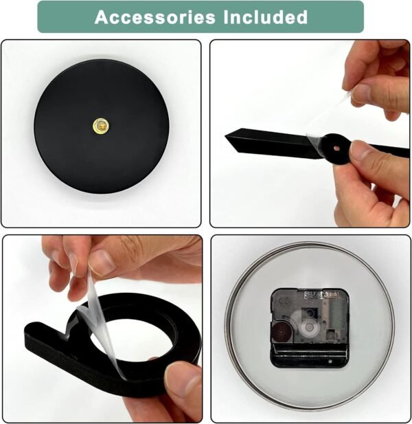 Frameless DIY Wall Clock,Large Modern 3D Mirror Sticker kit for Home Living Room Bedroom Office Wall Decorations(Black)