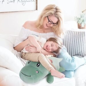 71f89ZlDvIL._AC_SL1500.jpg Dinosaur Plush Toy Pillow,Cute Dinosaur Stuffed Animals Doll,Soft Lumbar Back Cushion Big Dinosaur Plushies Stuffed Toy Cute Pillows,Great Gift for Kids Birthday,Valentine (Green,31.4in)