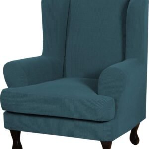 H.VERSAILTEX High Stretch Jacquard 2 Pieces Sofa Cover Couch Cover Furniture Sofa Slip Covers for Living Room, Polyester Spandex Jacquard Fabric Suit for T Cushion/Box Cushion (Sofa 72"-88", Navy)