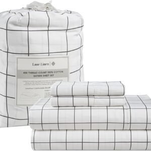 Queen Sheet Set, 4 Pc Queen Size Sheets Set, 450 Thread Count 100% Cotton Sheets, Cooling Sheets Queen Size, Soft and Breathable Bed Sheets Queen, Deep Pocket Queen Sheets - Ivory