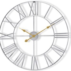 Large Wall Clock for Living Room Decor, (40CM) 16 Inch Wall Clock Decorative, Metal Analog Roman Numeral Wall Clock Modern Wall Clocks - Large Clock Home Decor (Gold)