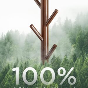 Coat Rack Stand, Wooden Coat Rack Freestanding with 8 Hooks, Coat Tree with 3 Height Configurations for Entryway, Hallway, Bedroom, Office, AMWCR01
