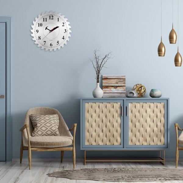 12 Inch Metal Wall Clock with Circular Saw Blade Dial, Handsaw and Hammer Pointer,Great Decor for Garage,Workshop and Man Cave