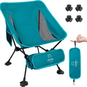 Ultralight Camping Chair for Backpacking Hiking, Portable Compact Lightweight Folding Camp Chairs for Adults - Square Aluminum Frame with Anti-Sinking Feet for Beach Lawn Travel BBQ Outdoor