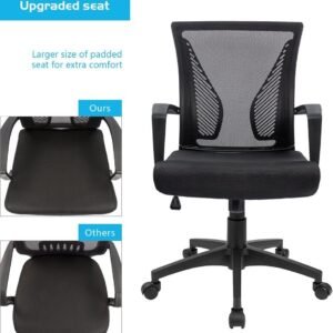 71hf4pD5dkL._AC_SL1000.jpg Office Chair Mid Back Swivel Lumbar Support Desk Chair, Computer Ergonomic Mesh Chair with Armrest (Black)