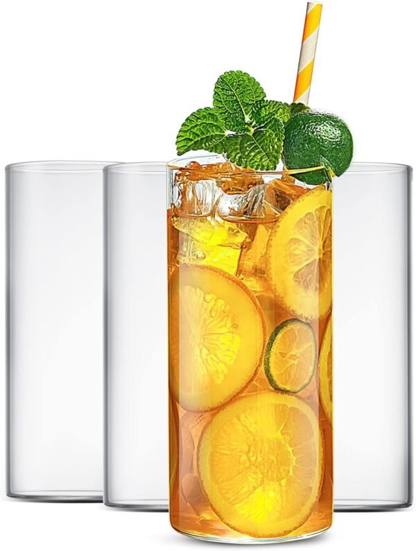 Drinking Glasses 19 oz, Thin Highball Glasses Set of 6,Clear Tall Glass Cups For Water, Juice, Beer, Drinks, and Cocktails and Mixed Drinks