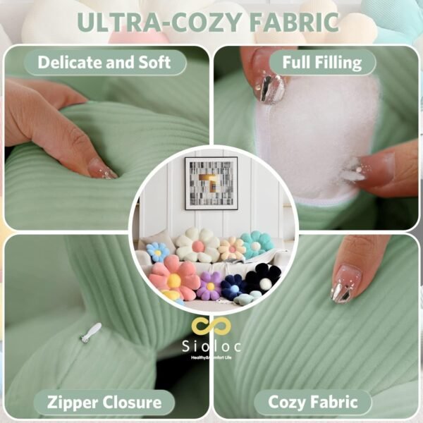 71jQ3DS4K4L._AC_SL1400.jpg Flower Shaped Throw Pillow, Butt Cushion, Floor Pillow,Seating Cushion, Room Decor & Plush Pillow for Bedroom Sofa Chair(Green,15.7'')