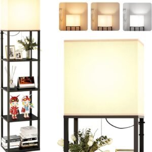 71jiOhZCWdL._AC_SL1500.jpg Floor Lamp with Shelves, 4-Tier Modern Shelf Floor Lamp with 3CCT LED Bulb, Display Lamp for Living Room, Bedroom and Office - Black