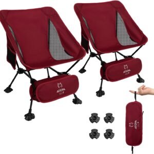 Ultralight Camping Chair for Backpacking Hiking, Portable Compact Lightweight Folding Camp Chairs for Adults - Square Aluminum Frame with Anti-Sinking Feet for Beach Lawn Travel BBQ Outdoor