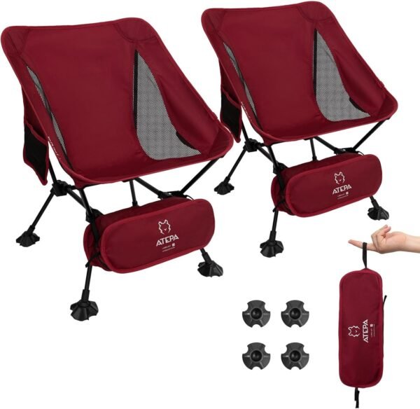 Ultralight Camping Chair for Backpacking Hiking, Portable Compact Lightweight Folding Camp Chairs for Adults - Square Aluminum Frame with Anti-Sinking Feet for Beach Lawn Travel BBQ Outdoor