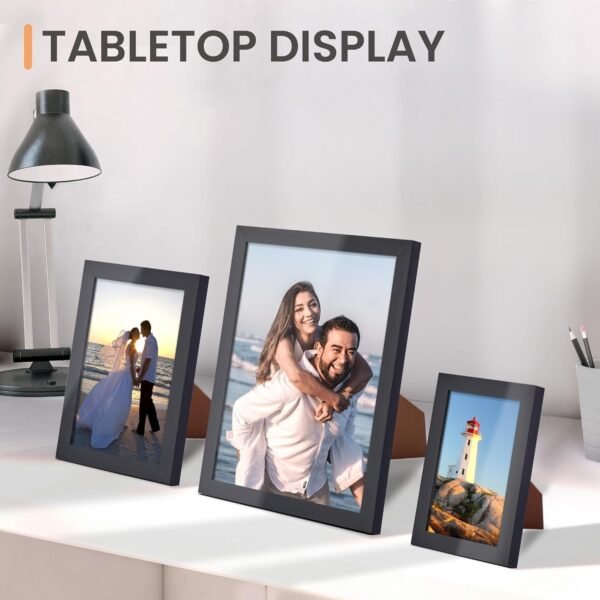 10 Pack Picture Frames Collage Wall Decor with Glass, Gallery Wall Frame Set for Wall Mounting or Tabletop Display, Multi Sizes Including 8x10, 5x7, 4x6 Family Photo Frames, Black