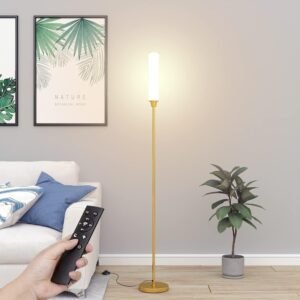 71mIMk08wlL._AC_SL1500.jpg Floor Lamp with Remote Control,Bright Floor Lamps for Living Room/Bedroom/Office, Stepless Adjustable 3000K-6000K Colors and 10-100% Brightness,Standing Light with Foot Switch (Black)