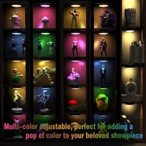 Puck Lights with Remote, 6 Pack LED Under Cabinet Lighting Dimmable Push Lights Battery Operated Under Counter Tap Lights for Kitchen, Multicolor Transformation Stick On Lights, Shiny Black