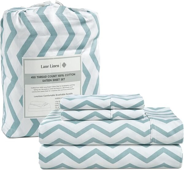 Queen Sheet Set, 4 Pc Queen Size Sheets Set, 450 Thread Count 100% Cotton Sheets, Cooling Sheets Queen Size, Soft and Breathable Bed Sheets Queen, Deep Pocket Queen Sheets - Ivory