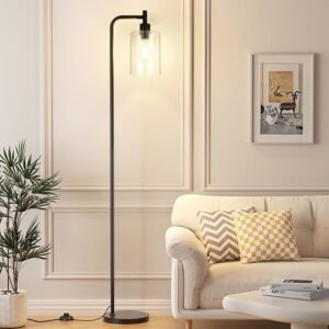 71mR0F7CNeL._AC_SL1500.jpg Industrial Floor Lamp with Glass Shade - Black, LED Bulbs, Foot Pedal Switch, Easy Assembly