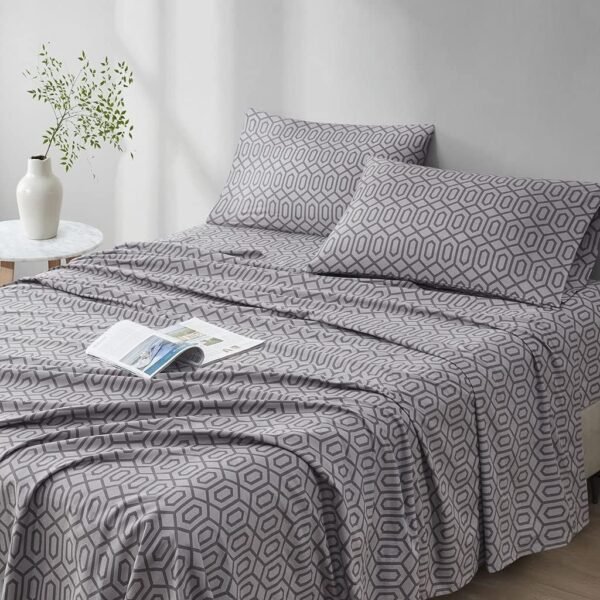 Comfort Spaces 100% Cotton Sheet Set Breathable, Lightweight, Soft with 14" Elastic Pocket Fits up to 16" Mattress, All Season Cozy Bedding, Matching Pillow Case, Queen Good Vibes 4 Piece