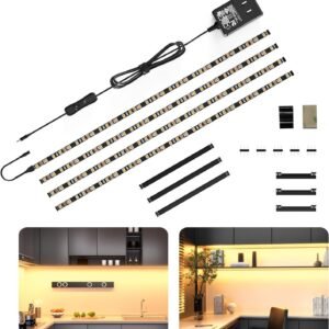 71n0GYgdcXL._AC_SL1500.jpg LED Cabinet Lights, 4 PCS 20inch LED Strip Lights Kit, Under Counter Lighting for Kitchen, Under Desk, Shelf, Display Case,Furniture, 120 LEDs, 1200 Lumen, 4000K Natural White