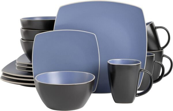 Dinnerware Set, Service for 4 (16pcs), Matte Black