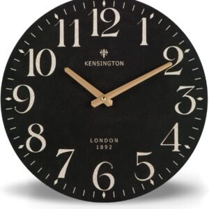 Farmhouse Black Wall Clock - 12 Inch Quartz Battery Operated Vintage Wooden Decorative Silent Analog Clock for Kitchen, Living Room, Bedroom, Office