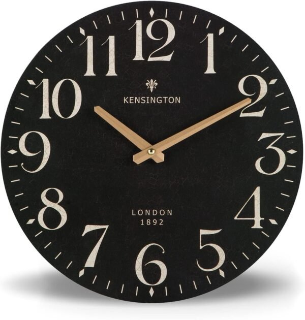 Farmhouse Black Wall Clock - 12 Inch Quartz Battery Operated Vintage Wooden Decorative Silent Analog Clock for Kitchen, Living Room, Bedroom, Office